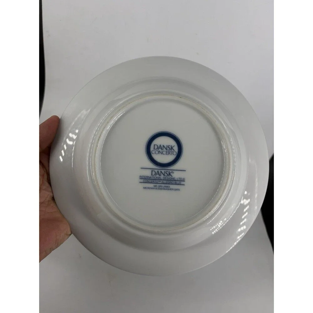 Dansk International Design Concerto Allegro TL Blue White Rim Soup Pasta Bowls 4